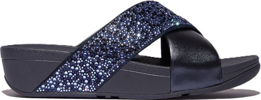 Fitflop Slippers LULU CRYSTAL plateauschuh slides met trendy glinsterende details