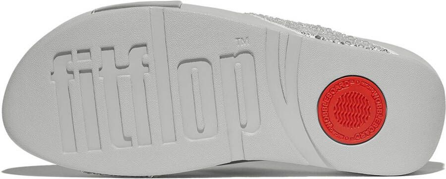 FitFlop Lulu Crystal-Mix Metallic Cross Slides ZILVER