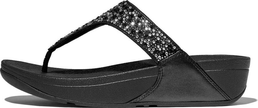 FitFlop Lulu Crystal-Mix Toe-Post Sandals ZWART