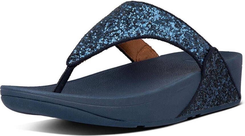 FITFLOP Teenslippers Dames Lulu Glitter Toe-post Maat: 39 Materiaal: Leer Kleur: Blauw - Foto 3