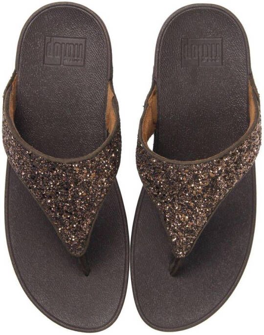 FitFlop Lulu Glitter Toe Thongs PU Glitter Teenslippers donkerbruin - Foto 2
