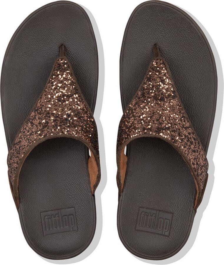 FitFlop Lulu Glitter Toe Thongs PU Glitter Teenslippers donkerbruin - Foto 3