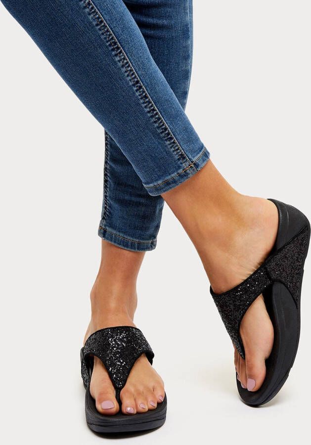 FITFLOP Teenslippers Dames Lulu Glitter Toe-post Maat: 43 Materiaal: Leer Kleur: Blauw - Foto 5