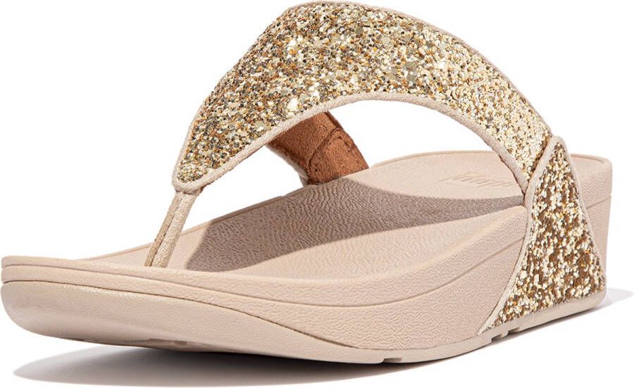 FitFlop Lulu Glitter Toe Thongs PU Glitter Teenslippers goudkleur