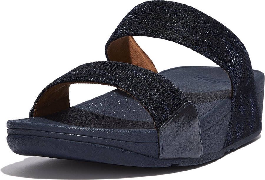 FitFlop Lulu Dames Slide Donkerblauw Geo Glitz Met Glitters en Patroon BLAUW - Foto 4