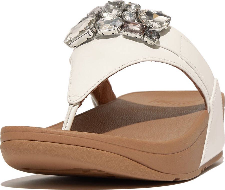 FitFlop Lulu Jewel-Deluxe Leather Toe-Post Sandals WIT