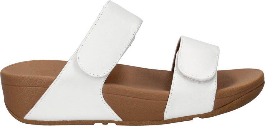 FitFlop Lulu Adjustable Leather Slides Vrouwen Urban Wit