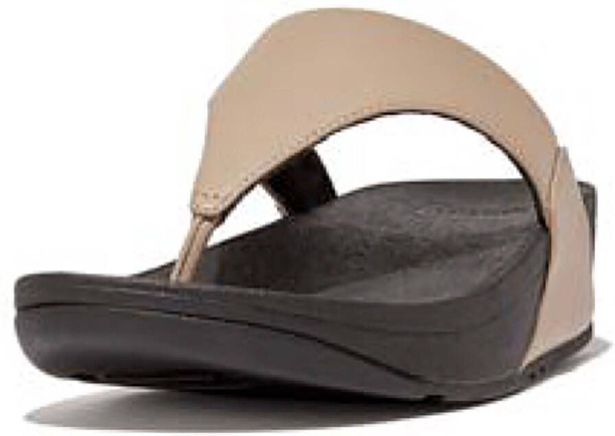 FitFlop Lulu Leather Toepost Slippers Beige Dames