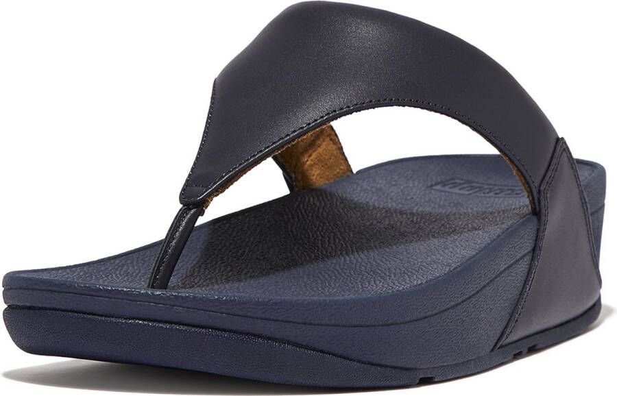 FitFlop Lulu Leather Toepost Slippers Blauw Vrouw
