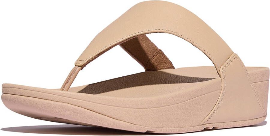 FitFlop Lulu Leather Toepost Vrouwen Beigey Beige