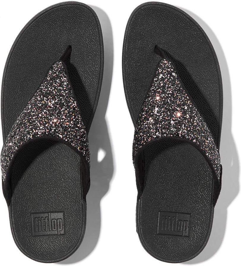 FitFlop Lulu Multi-Tonal Glitter Toe-Post Sandals Vrouwen Zwart Multi