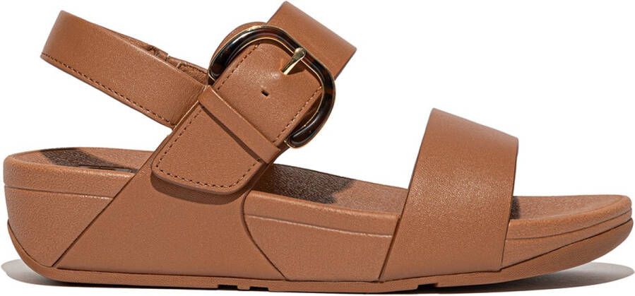FitFlop Lulu Resin-Buckle Leather Back-Strap Sandals BRUIN