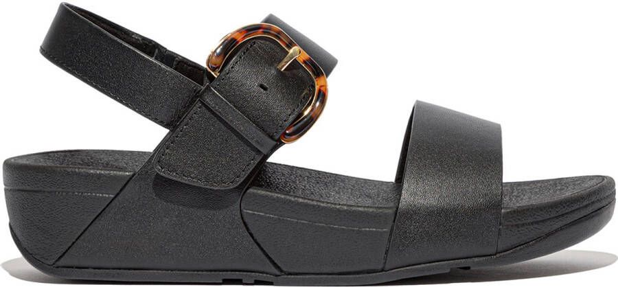 FitFlop Lulu Resin-Buckle Leather Back-Strap Sandals ZWART