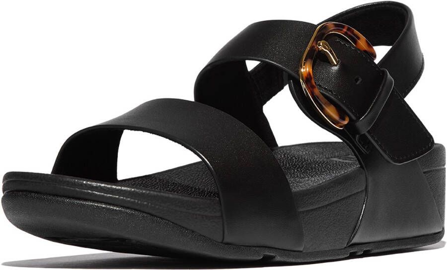 FitFlop Lulu Resin-Buckle Leather Back-Strap Sandals ZWART