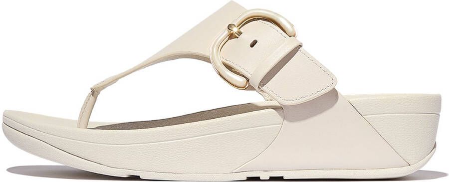 FitFlop Lulu Resin-Buckle Leather Toe-Post Sandals BEIGE