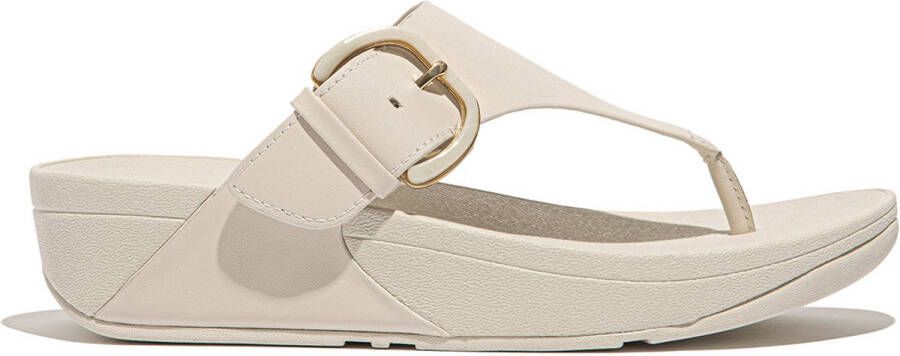 FitFlop Lulu Resin-Buckle Leather Toe-Post Sandals BEIGE