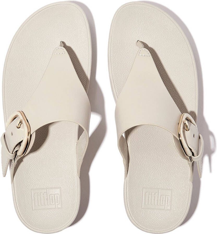 FitFlop Lulu Resin-Buckle Leather Toe-Post Sandals BEIGE