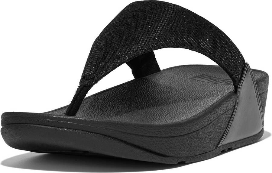 FitFlop Lulu Shimmerlux Toe Post Sandals Teenslippers zwart