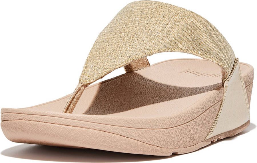 FitFlop Lulu Shimmerlux Toe-post Sandalen Beige Vrouw