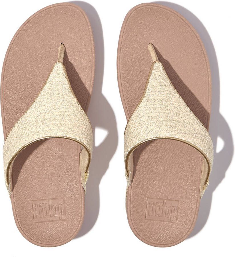 FitFlop Lulu Shimmerweave Toe-Post Sandals BEIGE