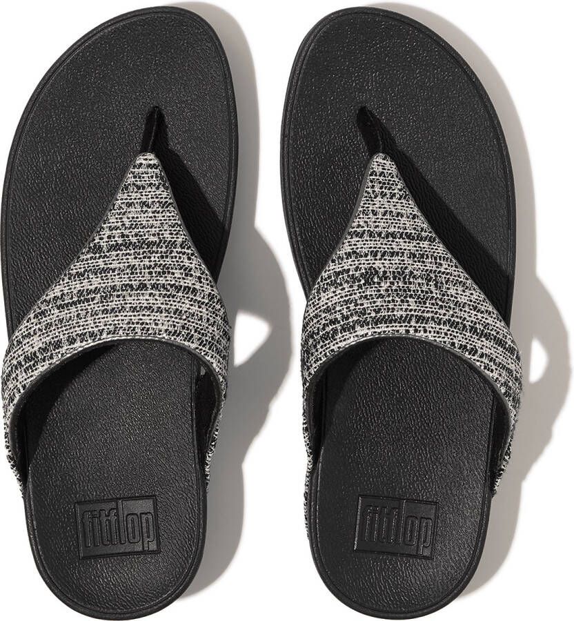 FitFlop Lulu Shimmerweave Toe-Post Sandals ZWART