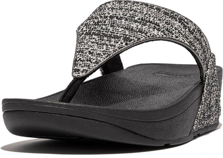 FitFlop Lulu Shimmerweave Toepost Sandalen Slippers ZWART