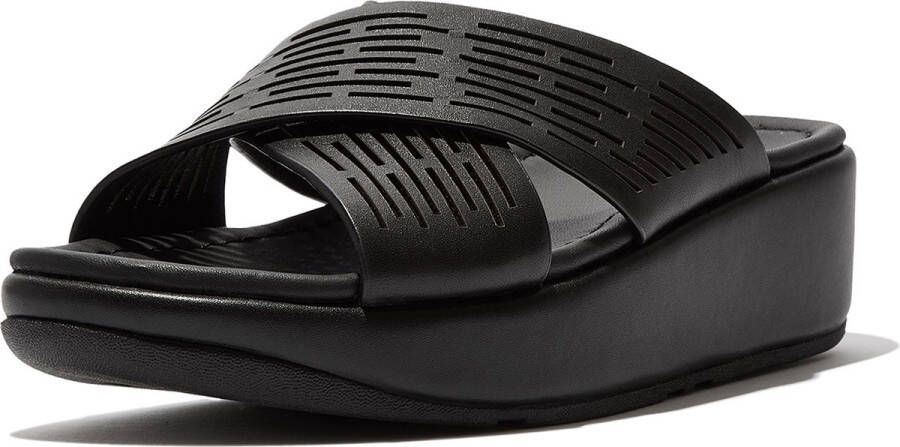 FitFlop Lulu Sleek Cross Slide Geo Laser ZWART