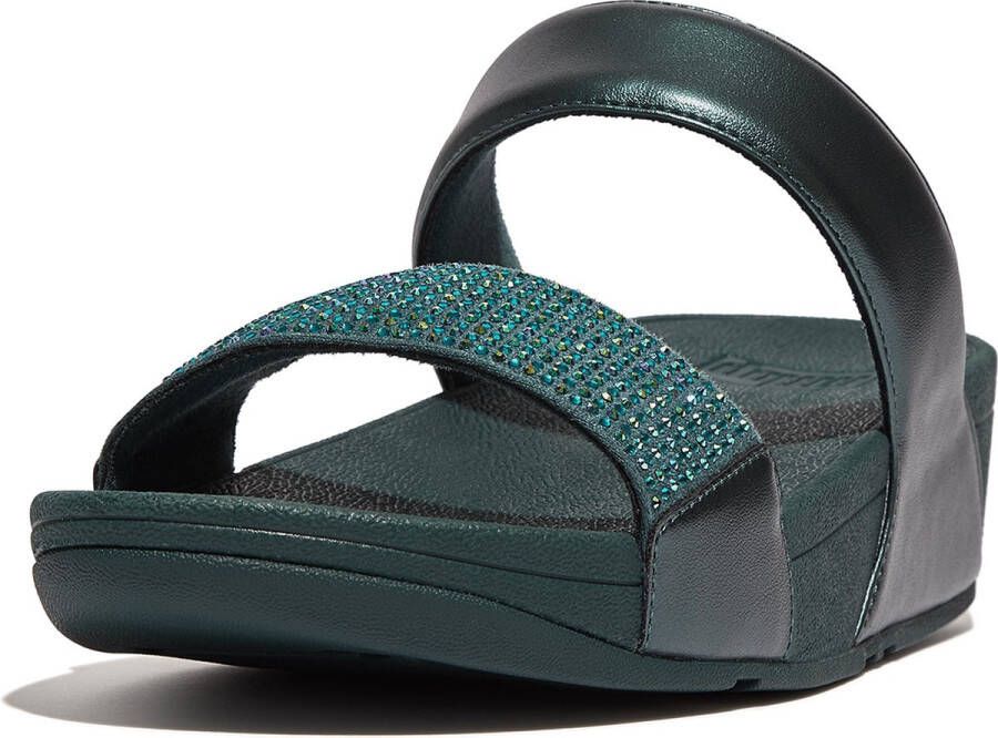 FitFlop Lulu Crystal Embellished Slides Blauw Vrouw