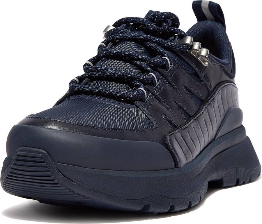 FitFlop Neo-D-Hyker outdoor sneakers van leder-mix BLAUW