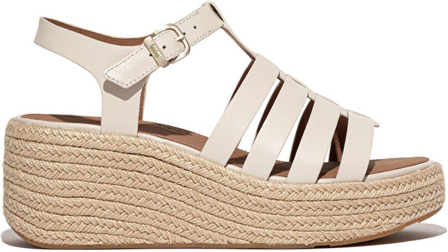 FitFlop Platfforms Espadr. Leather Fisherman Wedge Sandals BEIGE
