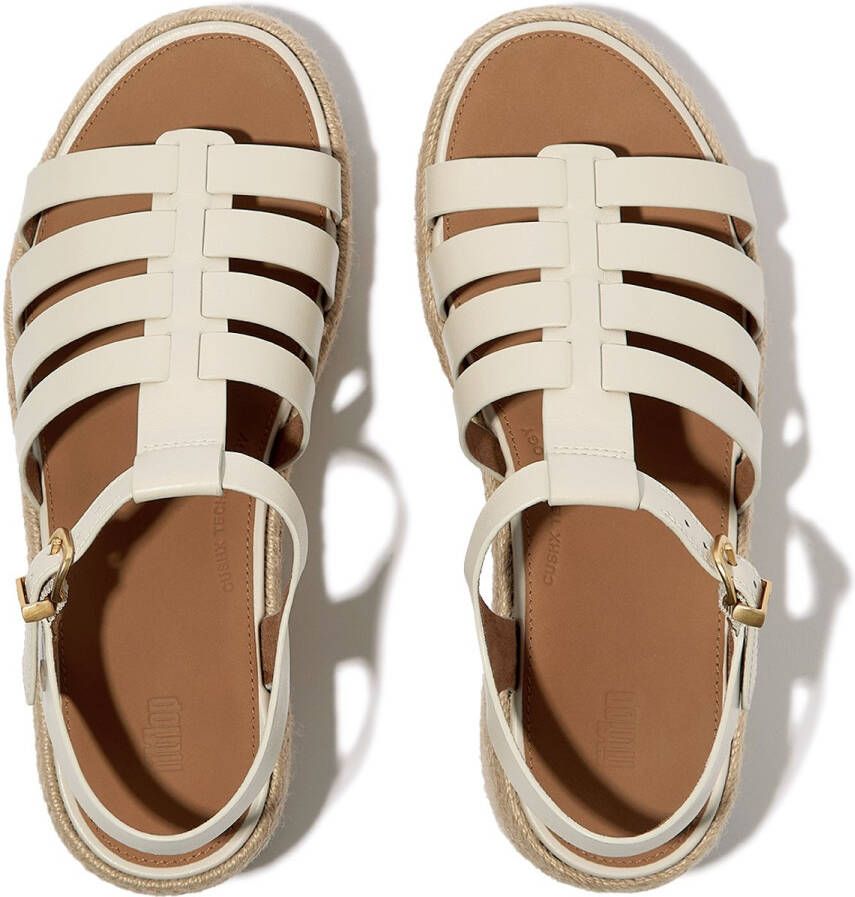 FitFlop Platfforms Espadr. Leather Fisherman Wedge Sandals BEIGE