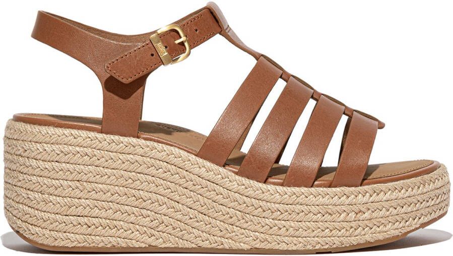 FitFlop Platfforms Espadr. Leather Fisherman Wedge Sandals BRUIN