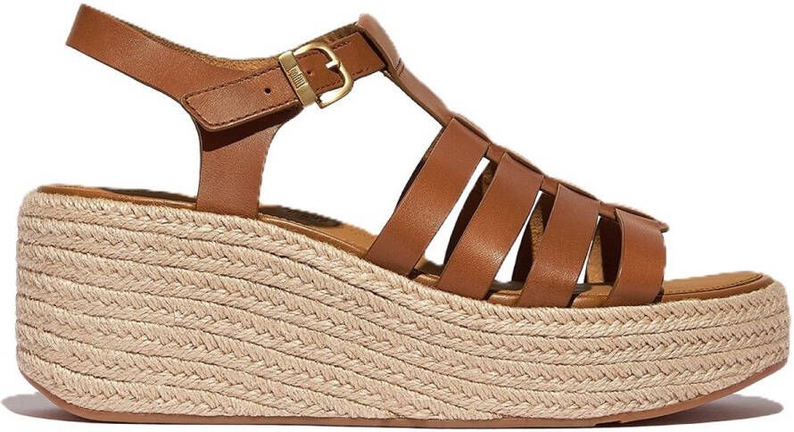FitFlop Platfforms Espadr. Leather Fisherman Wedge Sandals BRUIN
