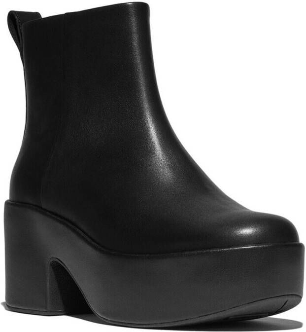 FitFlop Platfforms Leather Heeled Ankle Boots ZWART