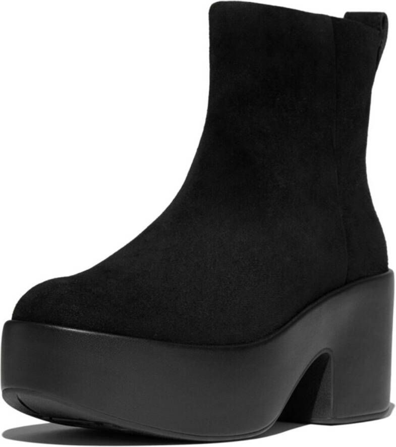 FitFlop Platfforms Suede Heeled Ankle Boots ZWART