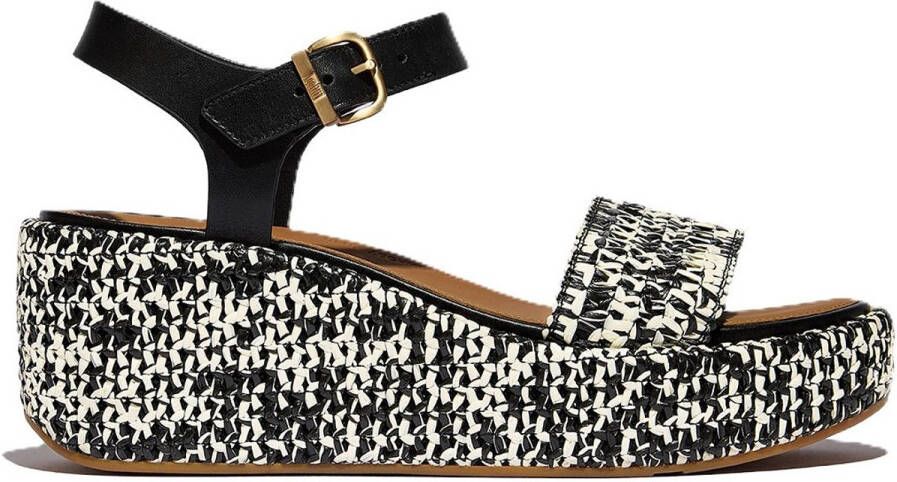 FitFlop Platfforms Woven Wedge Ankle-Strap Sandals ZWART