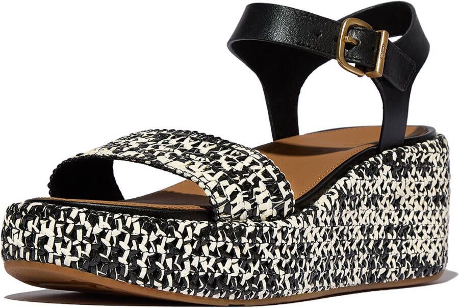 FitFlop Platfforms Woven Wedge Ankle-Strap Sandals ZWART