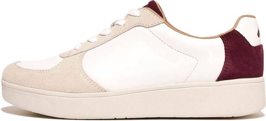 FitFlop Rally Leather suede Panel Sneakers Beige Vrouw