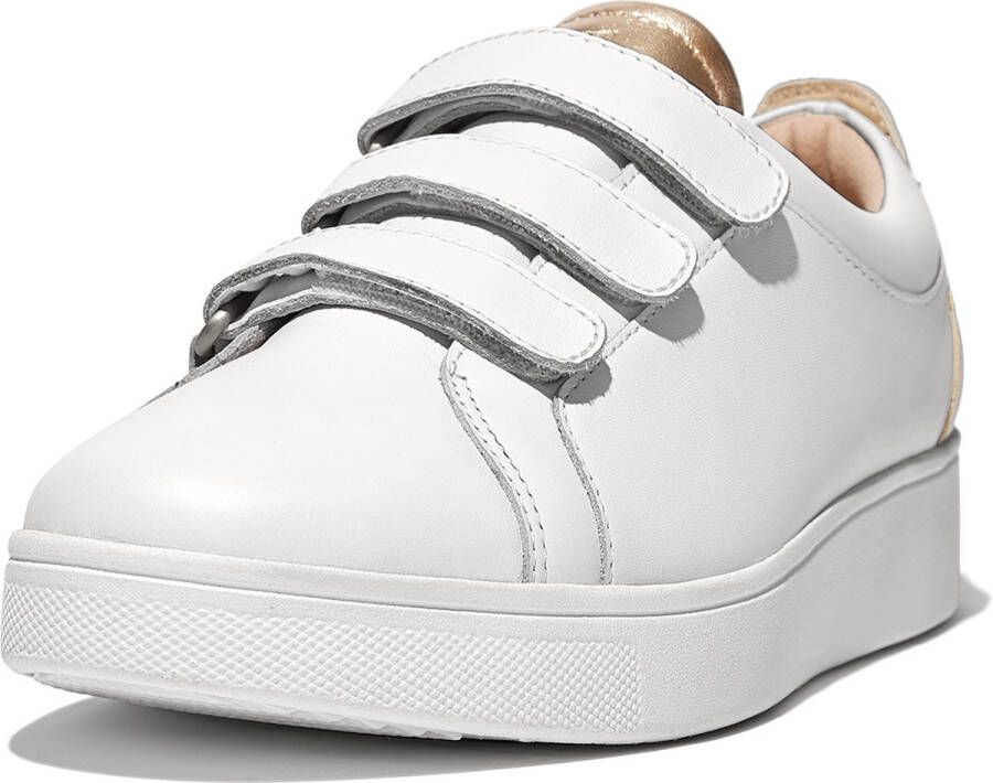 FitFlop Rally Metallic-Back Leather Strap Sneakers WIT