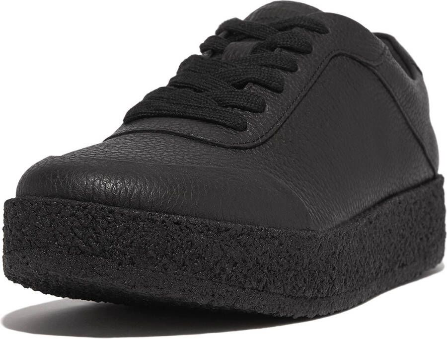 FitFlop Rally Tumbled-Leather Crepe Sneakers ZWART