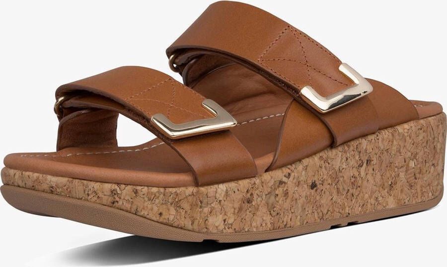 FitFlop Remi Adjustable Slides Leather Light Tan Schoenen