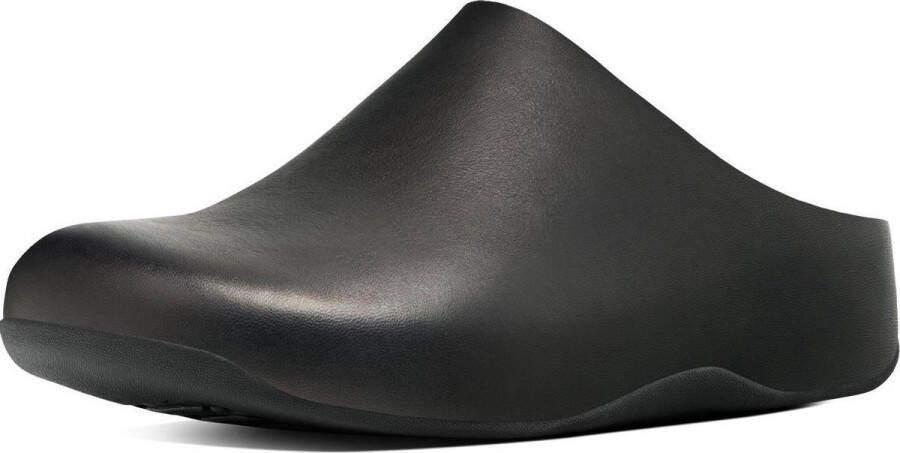 FitFlop Shuv Leren Pantoffels Sloffen ZWART