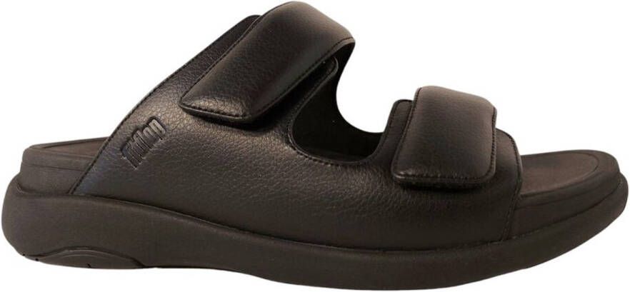 FitFlop Slipper F-Mode Go Mens Adjustable Two-Bar Slides Zwart