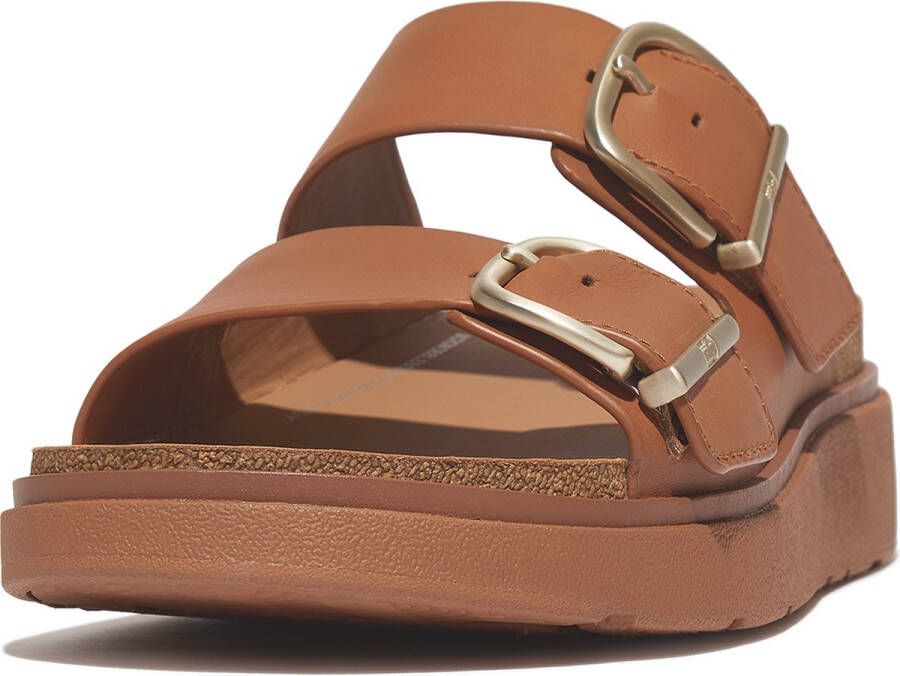 FitFlop Slipper Gen-FF Buckle Two-Bar Leather Slides Light Tan - Foto 2