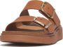 FitFlop Slipper Gen-FF Buckle Two-Bar Leather Slides Light Tan - Thumbnail 2