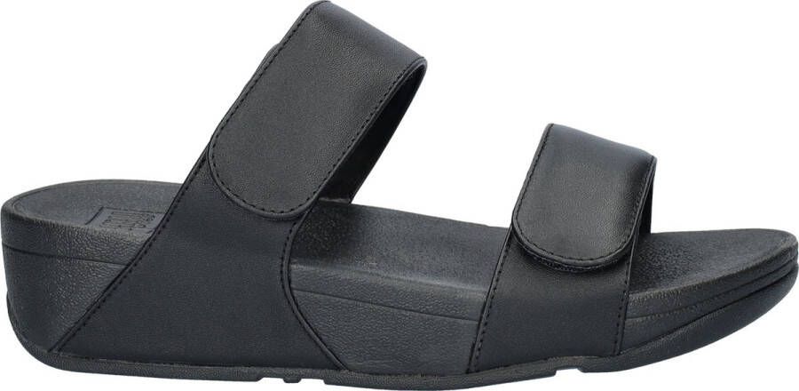 FitFlop Slipper Lulu Adjustable Leather Slides Zwart