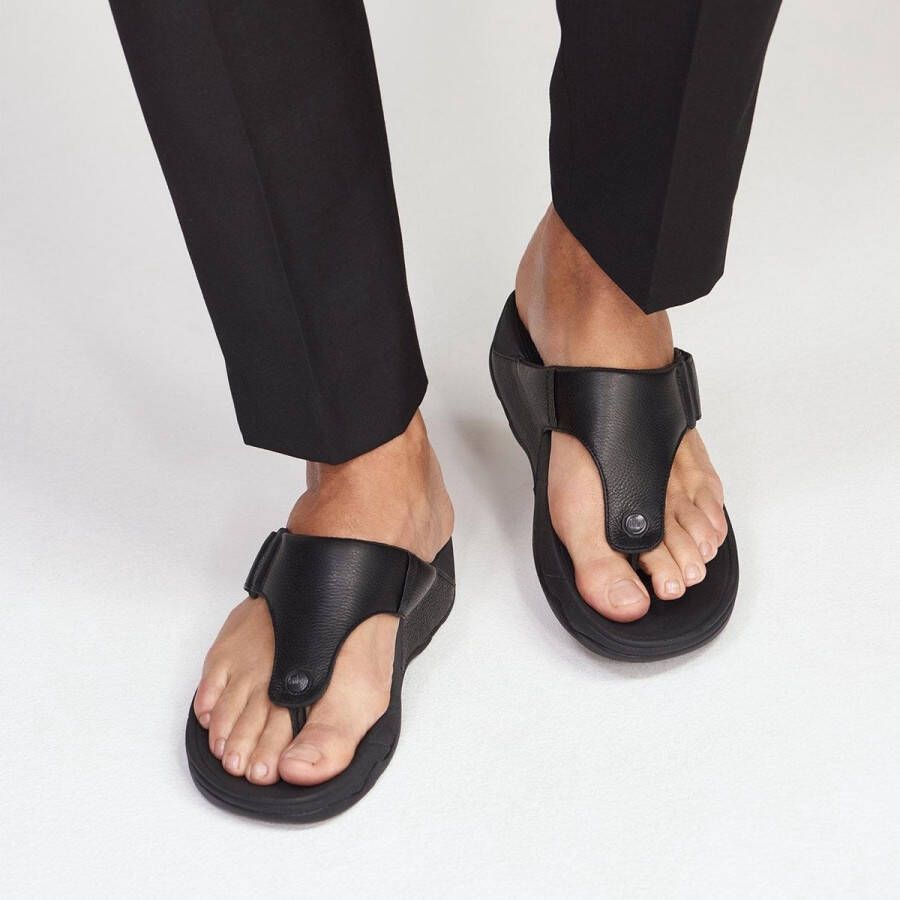 FitFlop Slipper Trakk II Toe-Thongs Zwart Leer