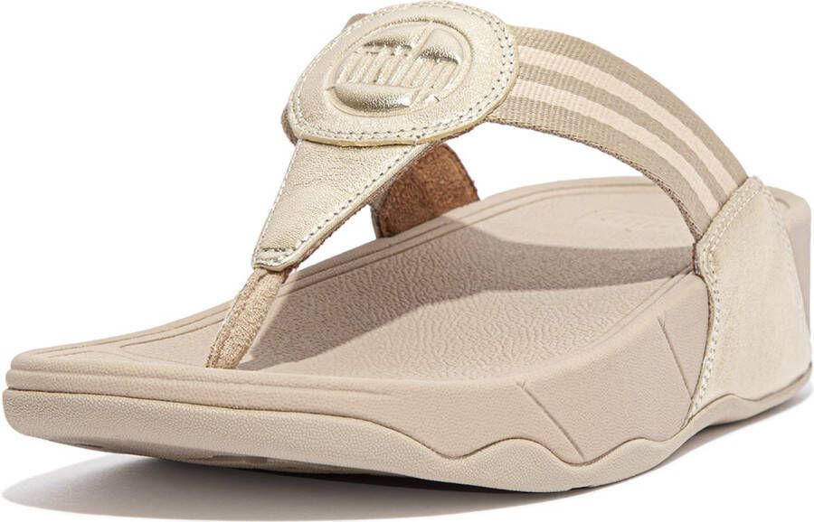 FitFlop Walkstar Toepost Brede Pasvorm Slippers voor Vrouwen Mix Leder & Synthetisch Goud