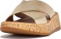 FitFlop F-Mode Metallic Leather Cork Flatform Cross Slides GOUD - Thumbnail 2