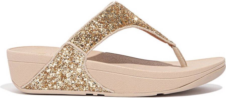 FitFlop Lulu Glitter Toe Thongs PU Glitter Teenslippers goudkleur